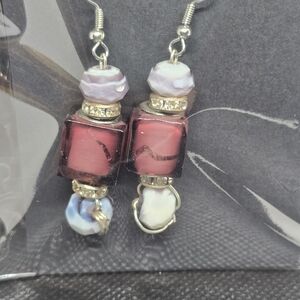 Chic Purple and Silver Dangle Earrings